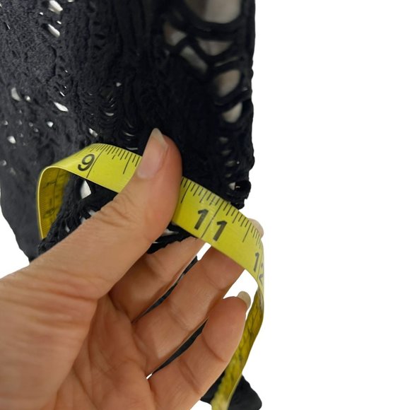 Free People Intimately Black Crochet Long Sleeve Bodycon Mini Dress XS - Picture 8 of 8